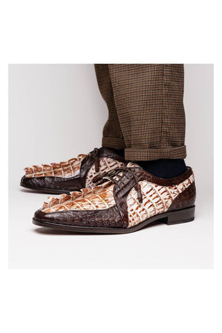 Marco Di Milano Caribe White & Brown Genuine Hornback Caiman Crocodile Derby (MDM1118)