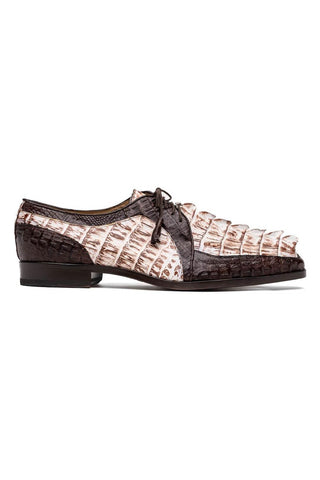 Marco Di Milano Caribe White & Brown Genuine Hornback Caiman Crocodile Derby (MDM1118)