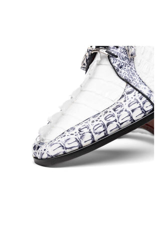 Marco Di Milano Caribe White & Newspaper Genuine Hornback Caiman Crocodile Derby (MDM1118)