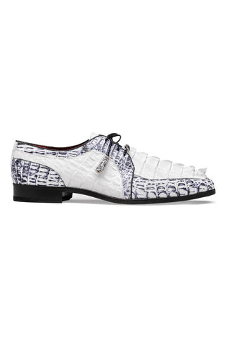 Marco Di Milano Caribe White & Newspaper Genuine Hornback Caiman Crocodile Derby (MDM1118)
