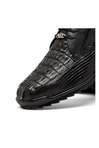 Marco Di Milano Crater Black Exotic Crocodile / Lizard Derby Sneakers (MDM1190)