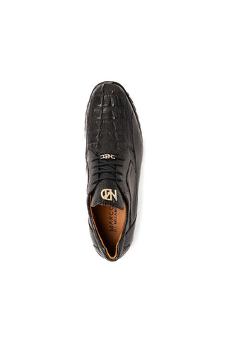 Marco Di Milano Crater Black Exotic Crocodile / Lizard Derby Sneakers (MDM1190)