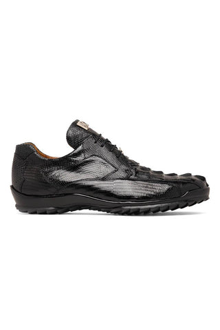 Marco Di Milano Crater Black Exotic Crocodile / Lizard Derby Sneakers (MDM1190)