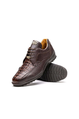 Marco Di Milano Crater Brown Crocodile & Lizard Skin Sneakers (MDM1253)