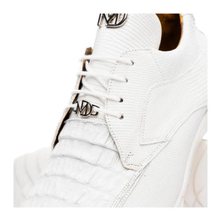 Marco Di Milano Crater Men's Shoes White Crocodile & Lizard Sneakers (MDM1252)