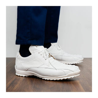 Marco Di Milano Crater Men's Shoes White Crocodile & Lizard Sneakers (MDM1252)