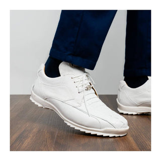 Marco Di Milano Crater Men's Shoes White Crocodile & Lizard Sneakers (MDM1252)