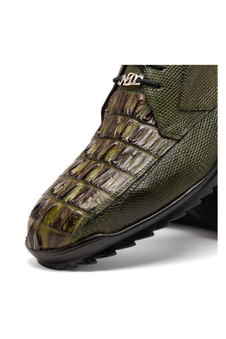 Marco Di Milano Crater Olive Crocodile / Lizard Derby Sneakers (MDM1190)