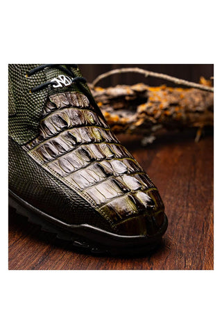 Marco Di Milano Crater Olive Crocodile / Lizard Derby Sneakers (MDM1190)