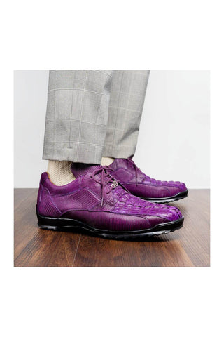 Marco Di Milano Crater Purple Crocodile & Lizard Skin Sneakers (MDM1251)