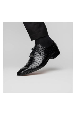 Marco Di Milano Criss Black Exotic Ostrich Quill Oxfords (MDM1073)
