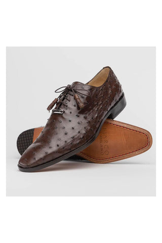 Marco Di Milano Criss Exotic Brown Ostrich Quill Oxfords (MDM1073)