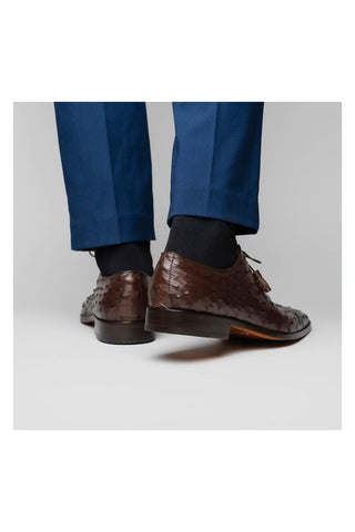 Marco Di Milano Criss Exotic Brown Ostrich Quill Oxfords (MDM1073)