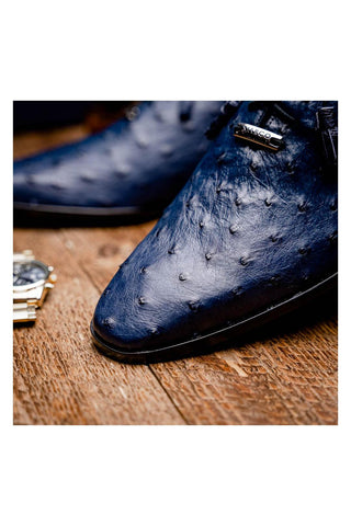 Marco Di Milano Criss Navy Exotic Ostrich Quill Oxfords (MDM1073)