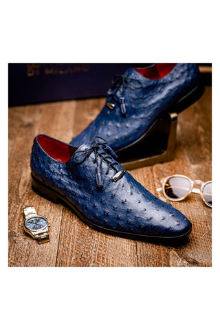 Marco Di Milano Criss Navy Exotic Ostrich Quill Oxfords (MDM1073)