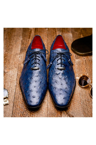Marco Di Milano Criss Navy Exotic Ostrich Quill Oxfords (MDM1073)
