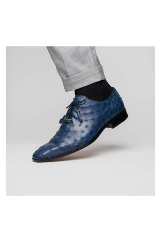 Marco Di Milano Criss Navy Exotic Ostrich Quill Oxfords (MDM1073)