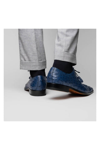 Marco Di Milano Criss Navy Exotic Ostrich Quill Oxfords (MDM1073)