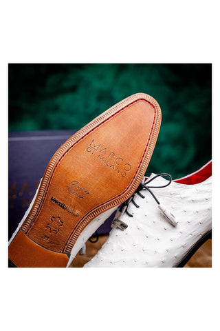 Marco Di Milano Criss White Exotic Ostrich Quill Oxfords (MDM1073)