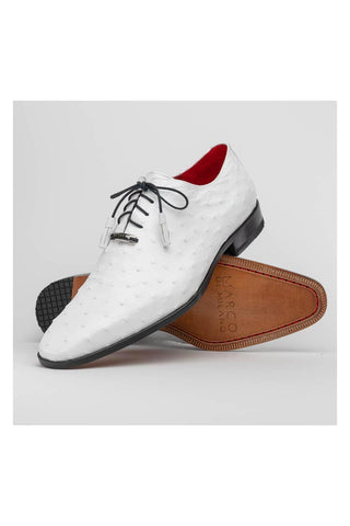 Marco Di Milano Criss White Exotic Ostrich Quill Oxfords (MDM1073)