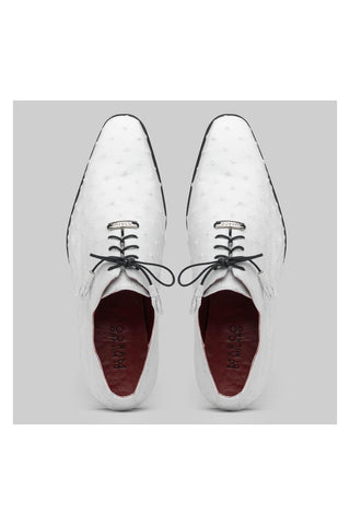 Marco Di Milano Criss White Exotic Ostrich Quill Oxfords (MDM1073)