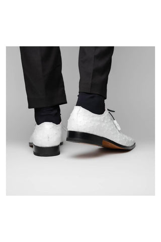 Marco Di Milano Criss White Exotic Ostrich Quill Oxfords (MDM1073)