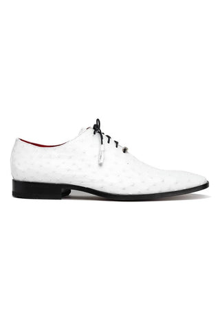 Marco Di Milano Criss White Exotic Ostrich Quill Oxfords (MDM1073)