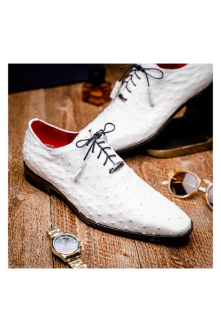 Marco Di Milano Criss White Ostrich Quill Oxfords (MDM1073)