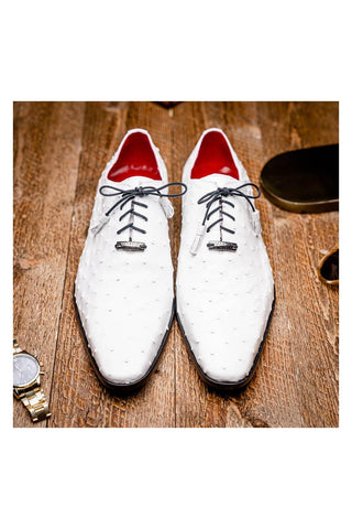 Marco Di Milano Criss White Ostrich Quill Oxfords (MDM1073)