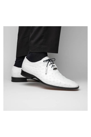 Marco Di Milano Criss White Ostrich Quill Oxfords (MDM1073)