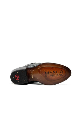 Marco Di Milano Denver Black Exotic Ostrich Skin Cowboy Boot (MDM1215)