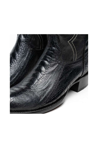 Marco Di Milano Denver Black Ostrich Skin Cowboy Boot (MDM1215)