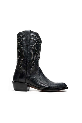 Marco Di Milano Denver Black Ostrich Skin Cowboy Boot (MDM1215)