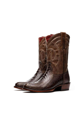 Marco Di Milano Denver Clear Brown Exotic Ostrich Skin Cowboy Boot (MDM1218)