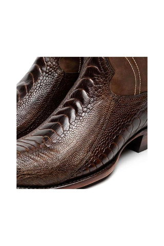 Marco Di Milano Denver Clear Brown Exotic Ostrich Skin Cowboy Boot (MDM1218)