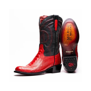 Marco Di Milano Denver Red Ostrich Skin Cowboy Boot (MDM1216)
