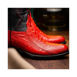 Marco Di Milano Denver Red Ostrich Skin Cowboy Boot (MDM1216)