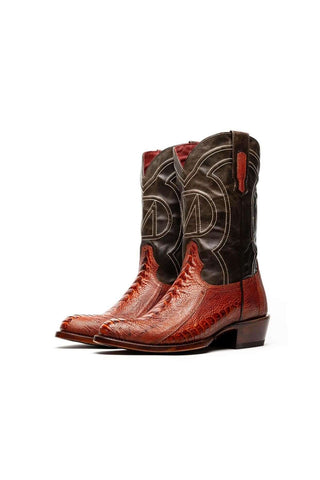 Marco Di Milano Denver Rustic Cognac Exotic Ostrich Skin Cowboy Boot (MDM1219)