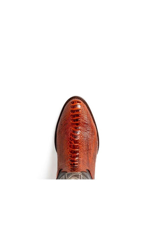 Marco Di Milano Denver Rustic Cognac Exotic Ostrich Skin Cowboy Boot (MDM1219)