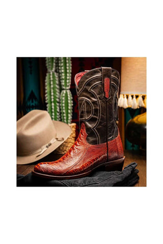 Marco Di Milano Denver Rustic Cognac Exotic Ostrich Skin Cowboy Boot (MDM1219)