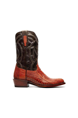 Marco Di Milano Denver Rustic Cognac Exotic Ostrich Skin Cowboy Boot (MDM1219)