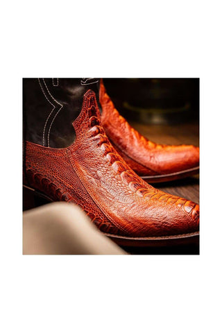 Marco Di Milano Denver Rustic Cognac Ostrich Skin Cowboy Boot (MDM1219)