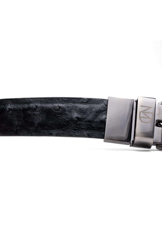 Marco Di Milano Domenico Men's Black Genuine Ostrich Skin Belts (MDMB1047)