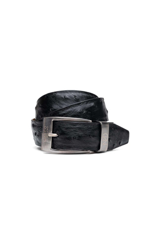 Marco Di Milano Domenico Men's Black Genuine Ostrich Skin Belts (MDMB1047)