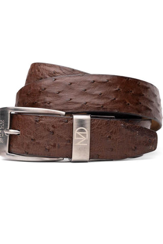 Marco Di Milano Domenico Men's Brown Genuine Ostrich Skin Belts (MDMB1047)