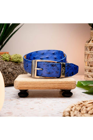 Marco Di Milano Domenico Men's Electric Blue Genuine Ostrich Skin Belts (MDMB1047)