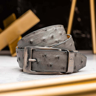 Marco Di Milano Domenico Men's Gray Genuine Ostrich Belts (MDMB1047)