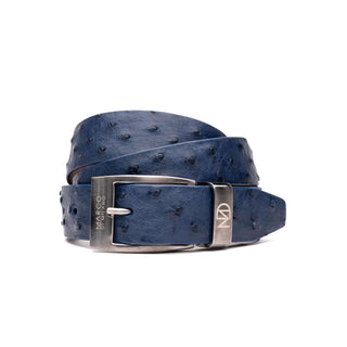 Marco Di Milano Domenico Men's Navy Genuine Ostrich Belts (MDMB1047)
