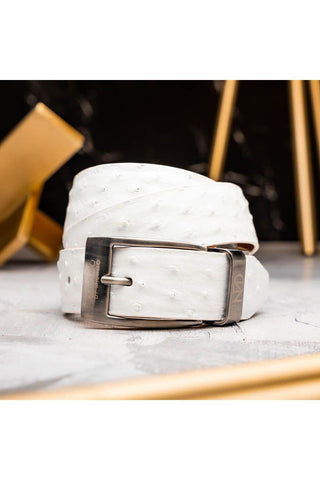 Marco Di Milano Domenico Men's White Genuine Ostrich Skin Belts (MDMB1047)