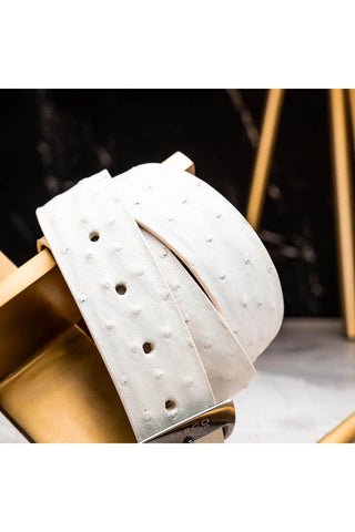 Marco Di Milano Domenico Men's White Genuine Ostrich Skin Belts (MDMB1047)